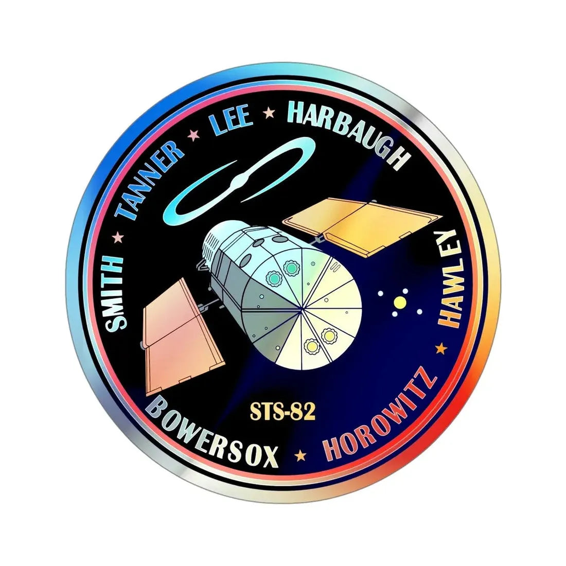 STS 82 (NASA) Holographic STICKER Die-Cut Vinyl Decal 4 Inch Holographic - The Sticker Space