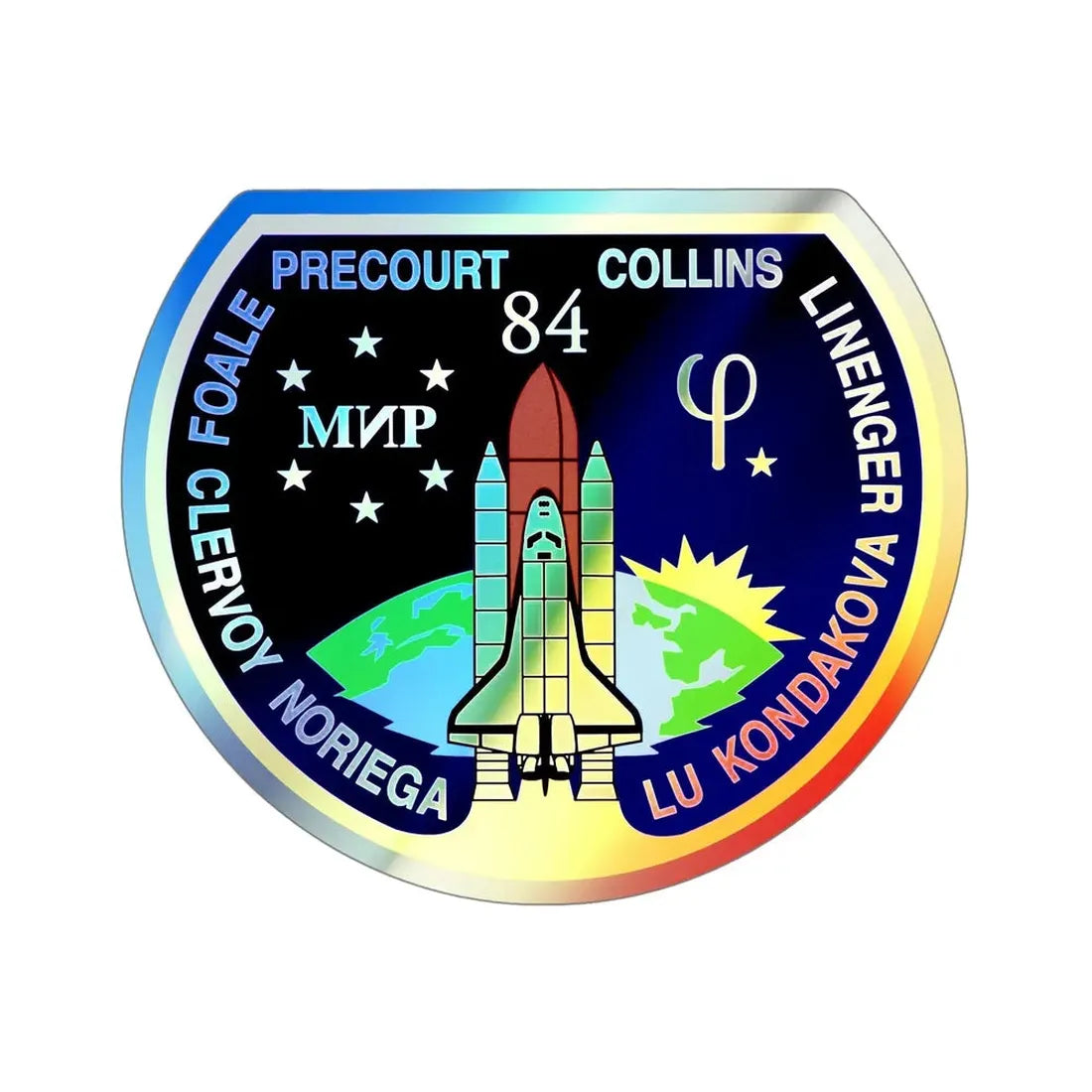 STS 84 (NASA) Holographic STICKER Die-Cut Vinyl Decal 5 Inch Holographic - The Sticker Space