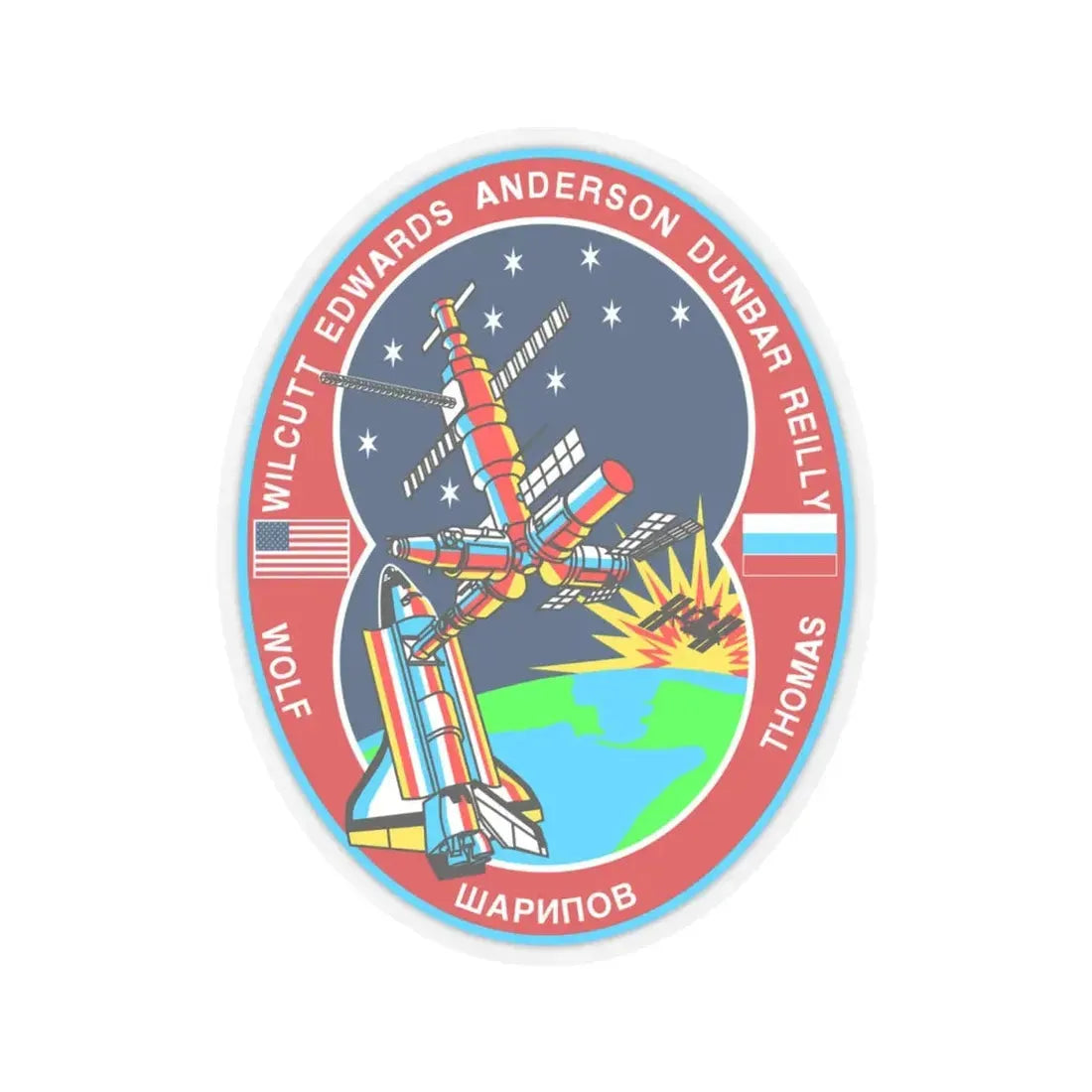 STS 89 (NASA) STICKER Vinyl Kiss-Cut Decal 4 Inch Transparent - The Sticker Space