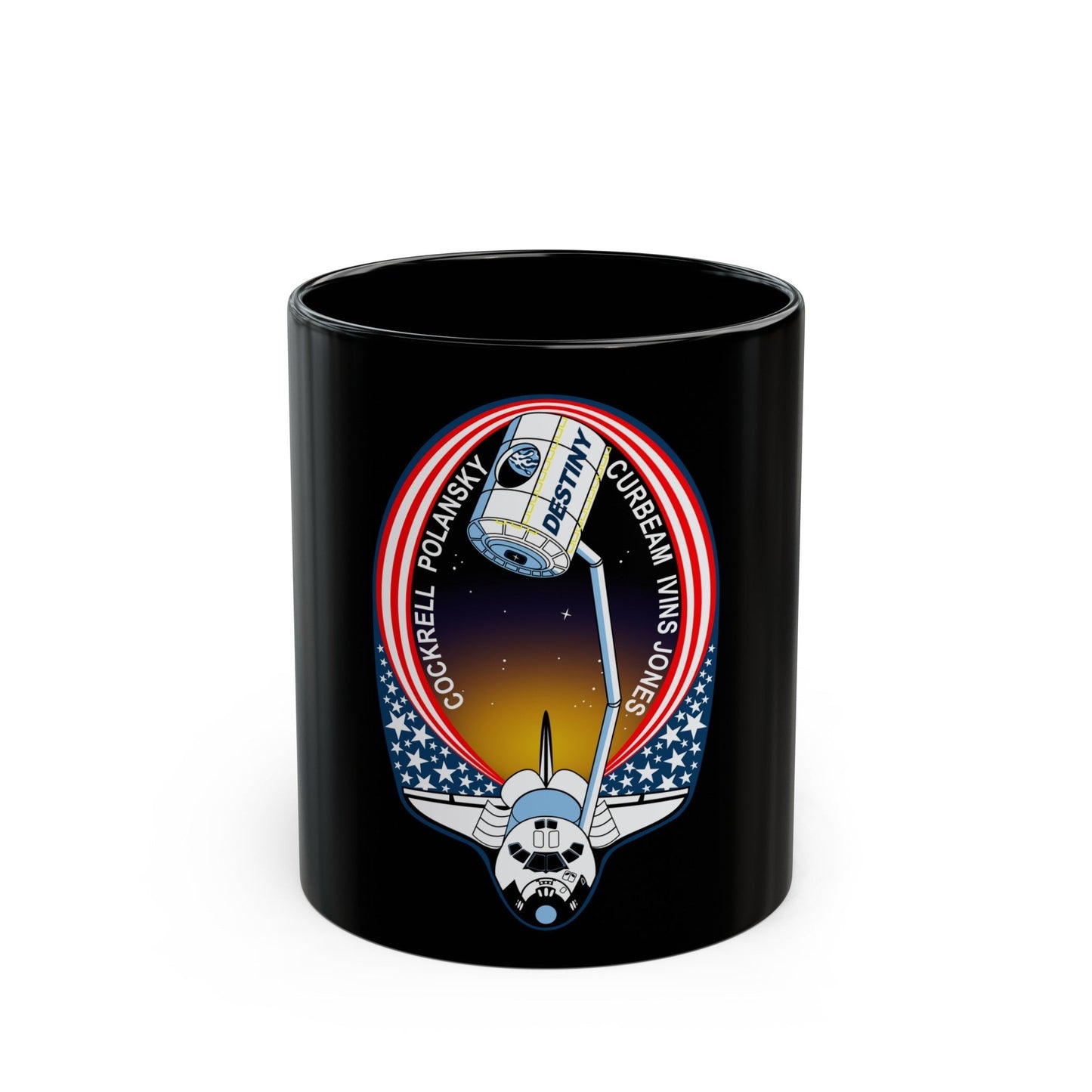 STS 98 (NASA) Black Coffee Mug-11oz-The Sticker Space