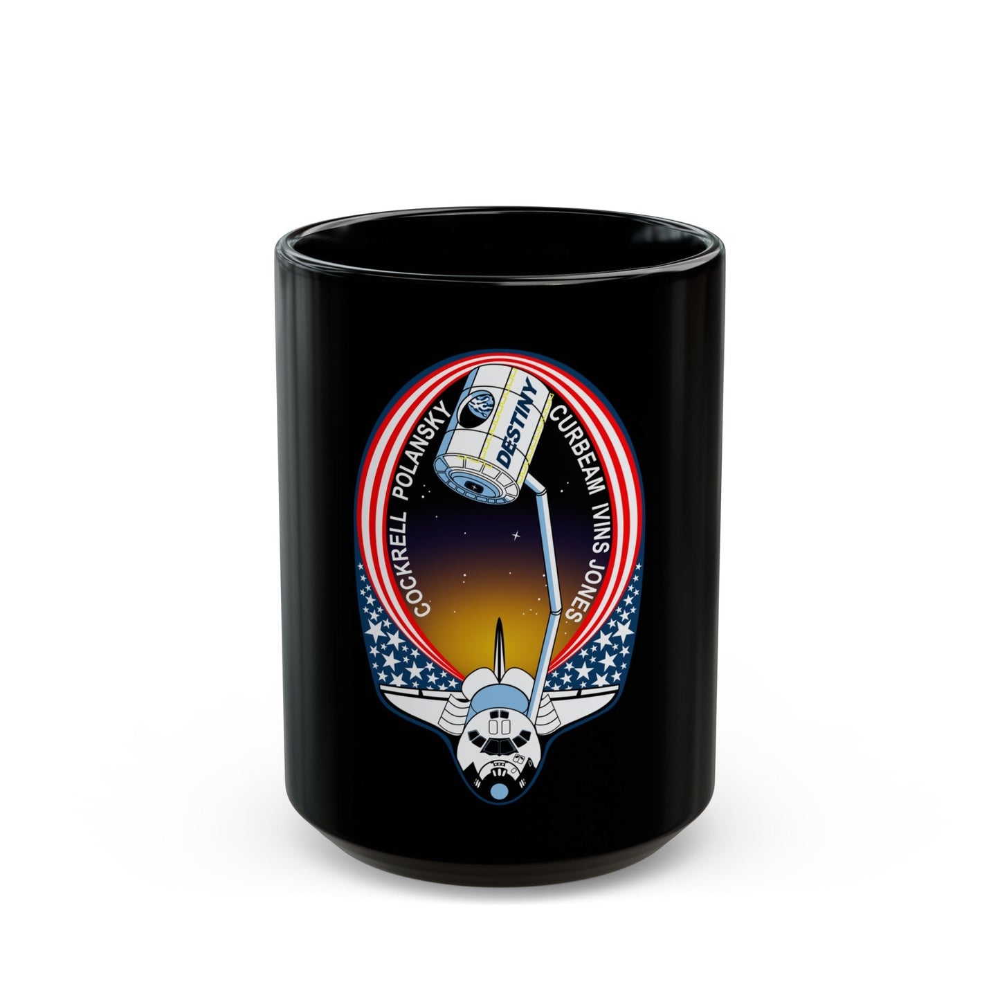 STS 98 (NASA) Black Coffee Mug-15oz-The Sticker Space