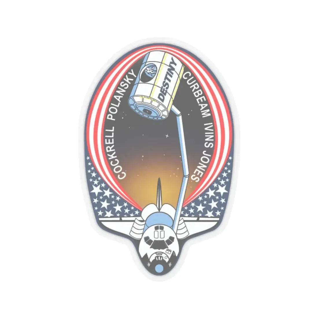 STS 98 (NASA) STICKER Vinyl Kiss-Cut Decal 2 Inch Transparent - The Sticker Space