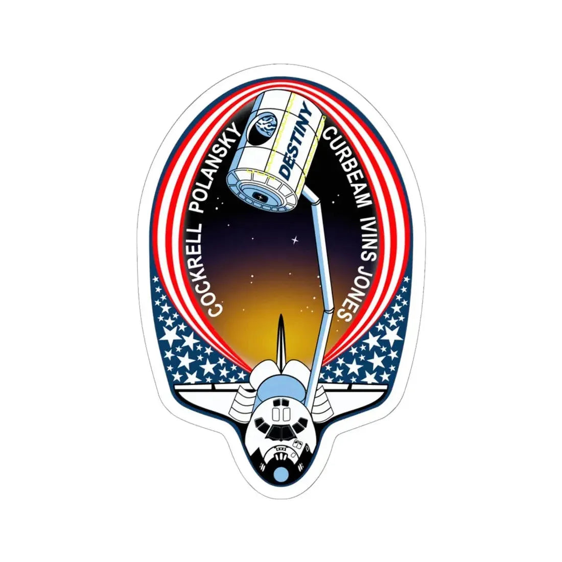 STS 98 (NASA) STICKER Vinyl Kiss-Cut Decal 6 Inch White - The Sticker Space