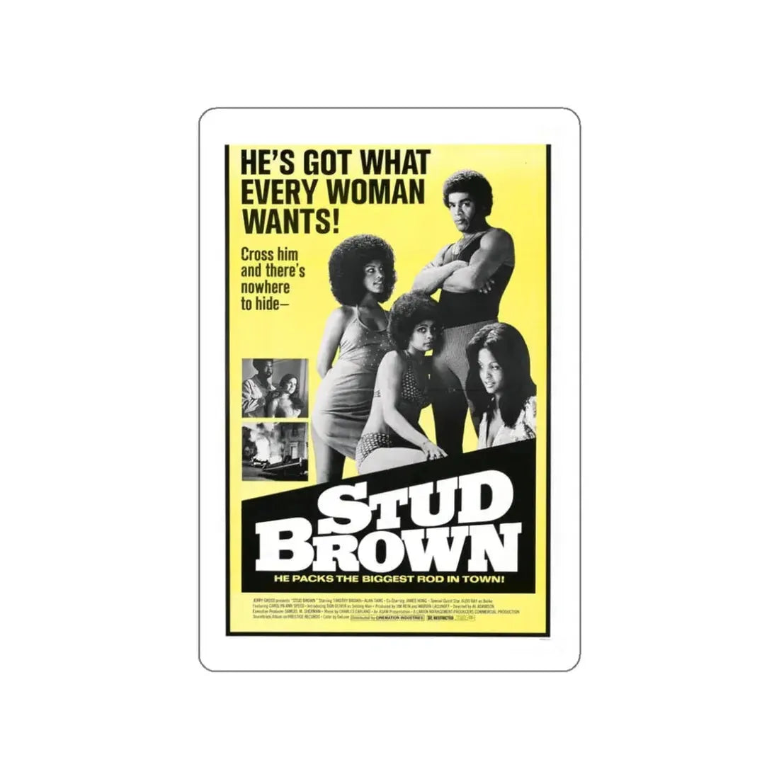 STUD BROWN (DYNAMITE BROTHERS) 1974 Movie Poster STICKER Vinyl Die-Cut Decal 3 Inch - The Sticker Space