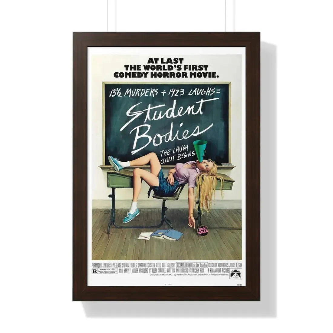 STUDENT BODIES 1981 - Framed Movie Poster 16″ x 24″ Walnut - The Sticker Space
