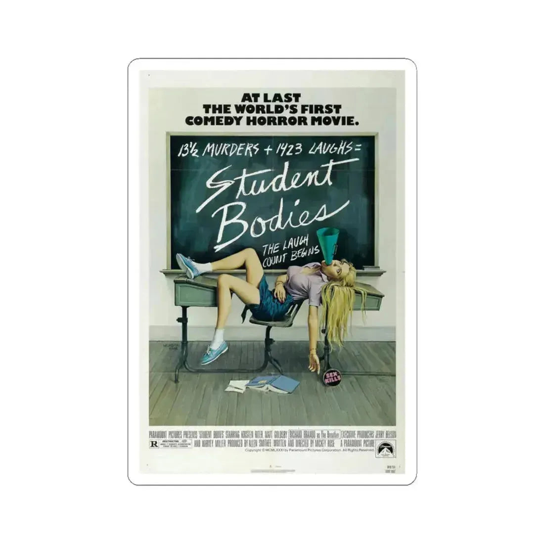 Student Bodies 1981 Movie Poster - STICKER Vinyl Kiss-Cut Decal 6 Inch White - The Sticker Space