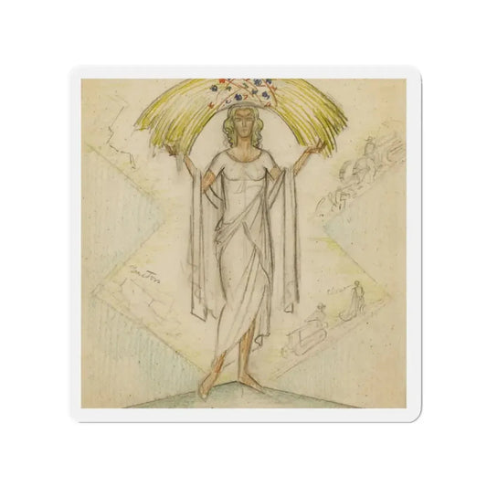 Study of Agriculture (Magazine Illustration) Refrigerator Magnet 2 Inch Die-Cut - The Sticker Space