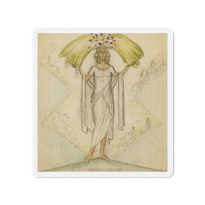 Study of Agriculture (Magazine Illustration) Refrigerator Magnet 3 Inch Die-Cut - The Sticker Space