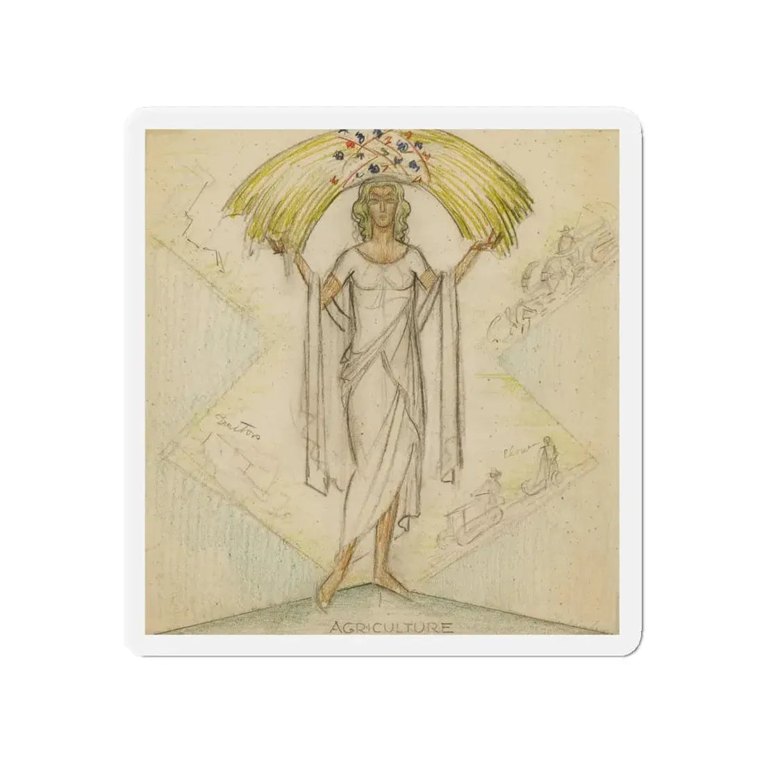 Study of Agriculture (Magazine Illustration) Refrigerator Magnet 4 Inch Die-Cut - The Sticker Space