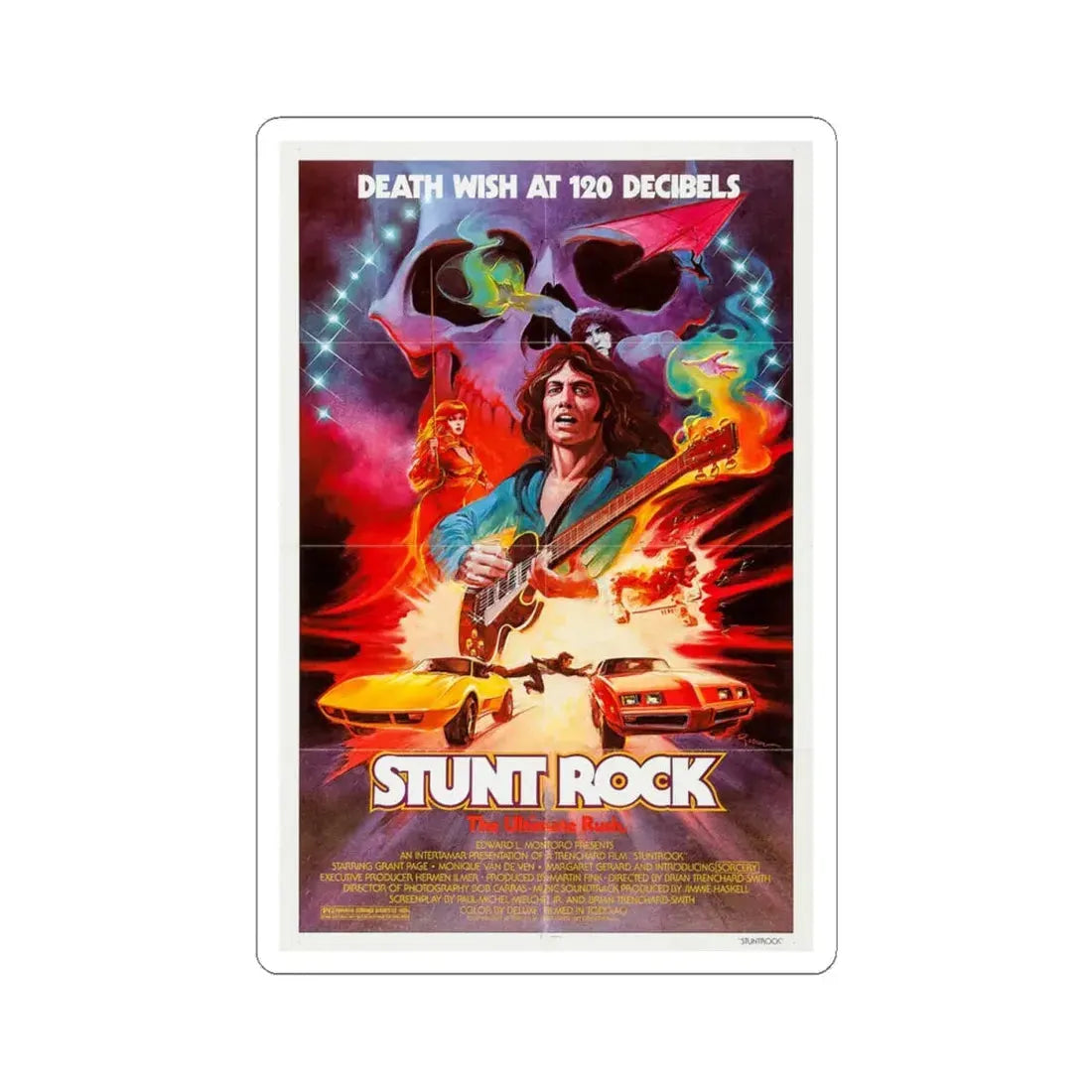 Stunt Rock 1979 Movie Poster - STICKER Vinyl Kiss-Cut Decal 4 Inch White - The Sticker Space