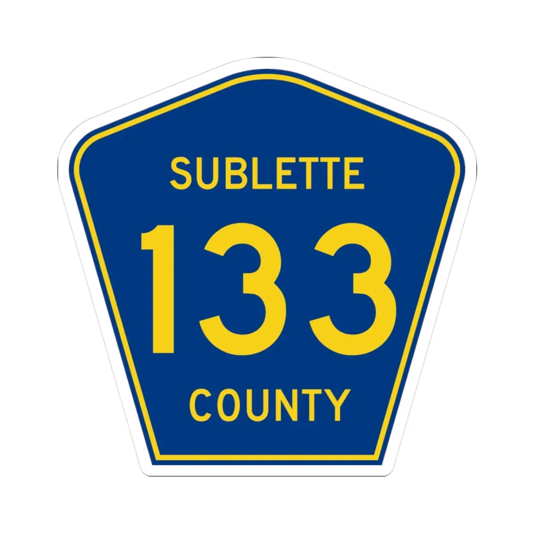 Sublette County Route 133 WY (Wyoming) (Road Sign) STICKER Vinyl Kiss-Cut Decal 3 Inch White - The Sticker Space
