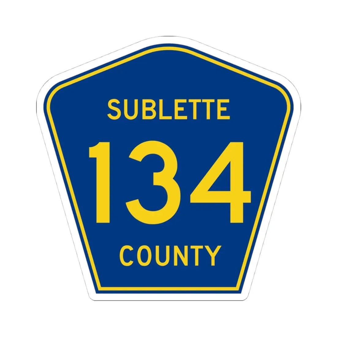 Sublette County Route 134 WY (Wyoming) (Road Sign) STICKER Vinyl Kiss-Cut Decal 4 Inch White - The Sticker Space