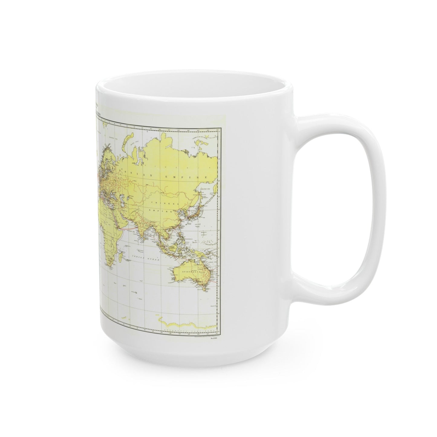 Submarine Cables of the World (1896) (Map) White Coffee Mug-The Sticker Space