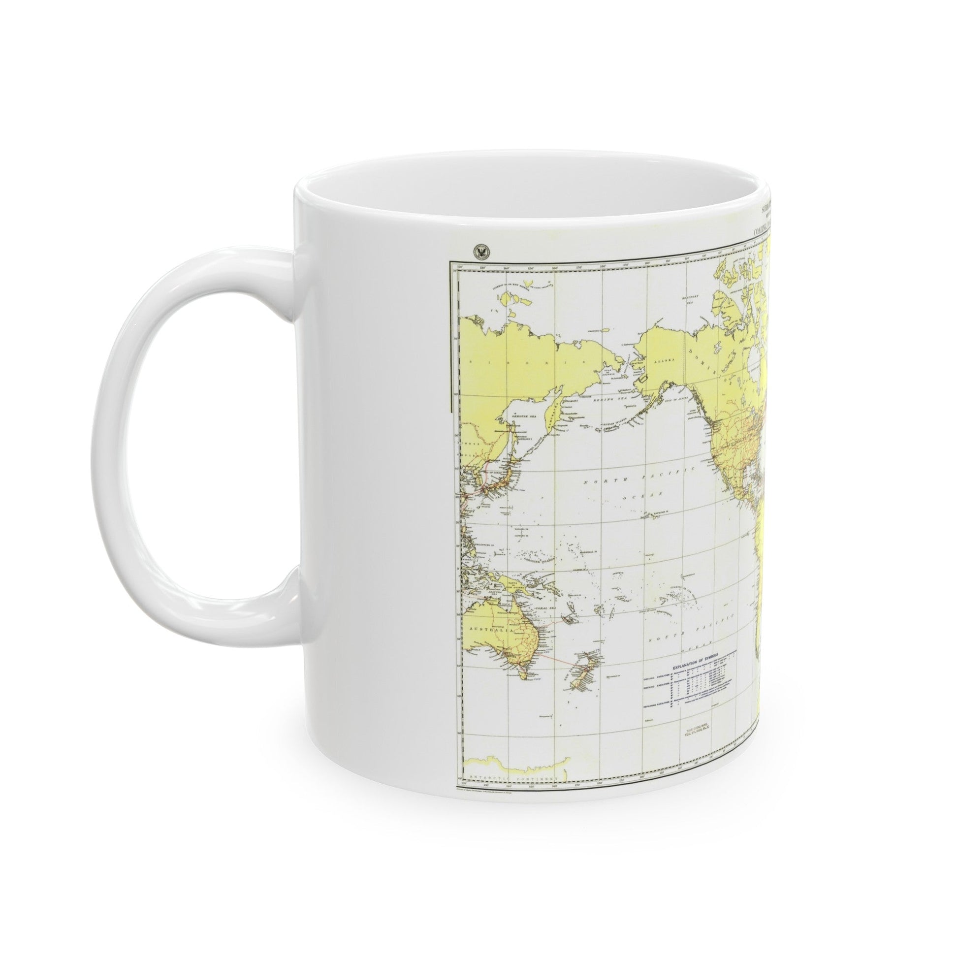 Submarine Cables of the World (1896) (Map) White Coffee Mug-The Sticker Space