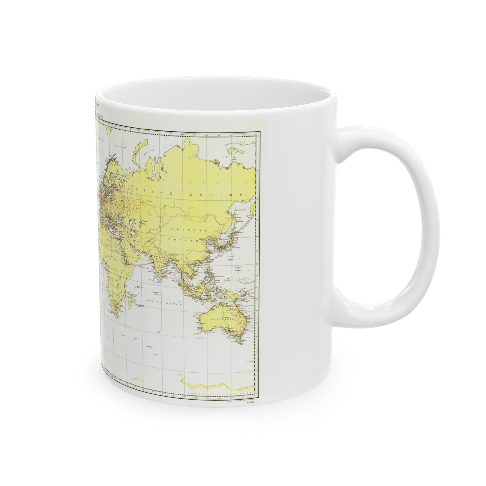 Submarine Cables of the World (1896) (Map) White Coffee Mug-The Sticker Space