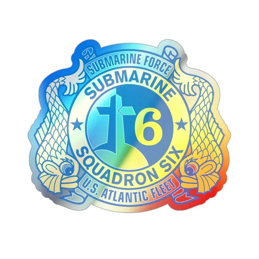 Submarine Force US Atlantic Fleet (U.S. Navy) Holographic STICKER Die-Cut Vinyl Decal 2 Inch Holographic - The Sticker Space