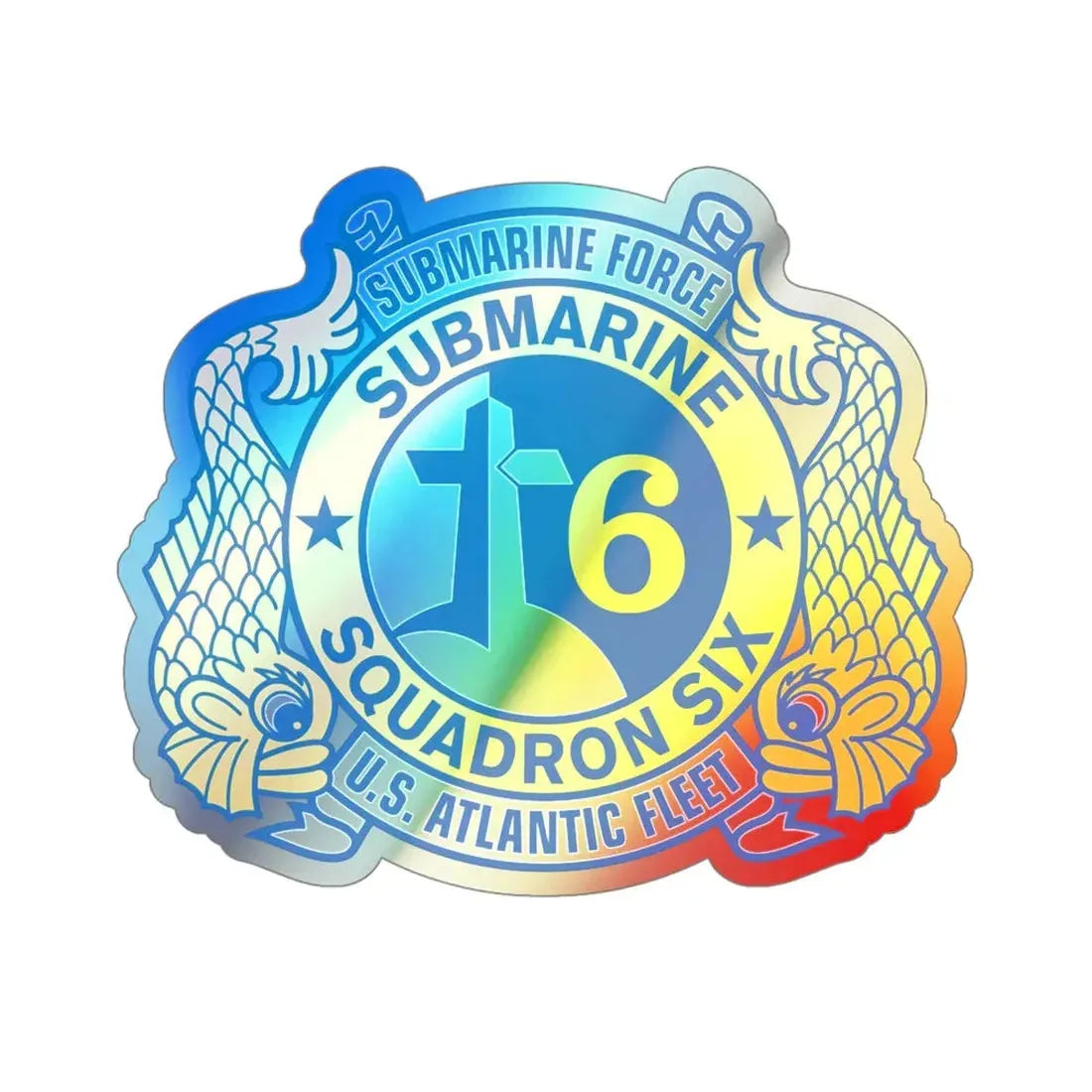 Submarine Force US Atlantic Fleet (U.S. Navy) Holographic STICKER Die-Cut Vinyl Decal 4 Inch Holographic - The Sticker Space
