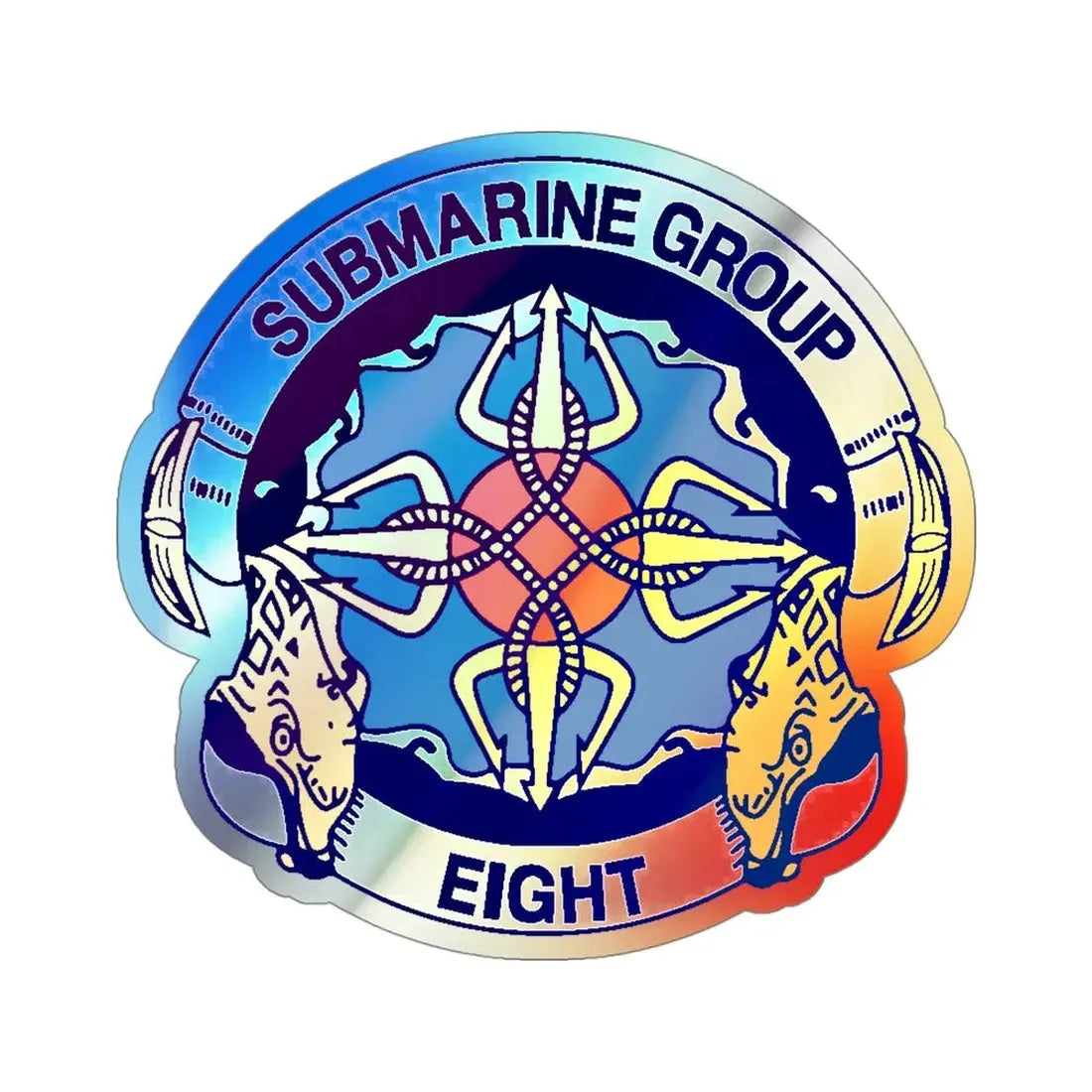 Submarine Group Eight (U.S. Navy) Holographic STICKER Die-Cut Vinyl Decal 4 Inch Holographic - The Sticker Space