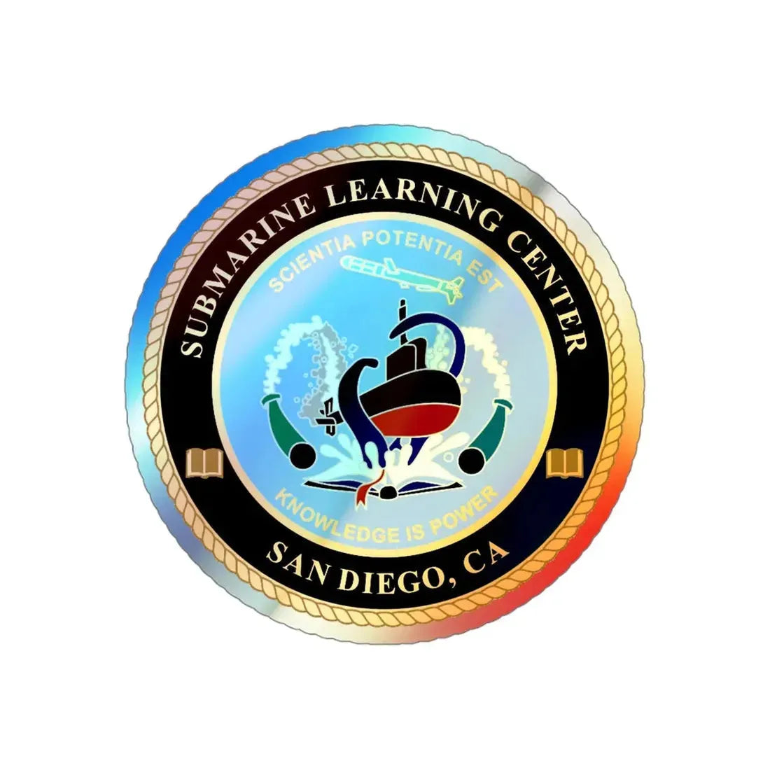 Submarine Learning Center San Diego (U.S. Navy) Holographic STICKER Die-Cut Vinyl Decal 4 Inch Holographic - The Sticker Space