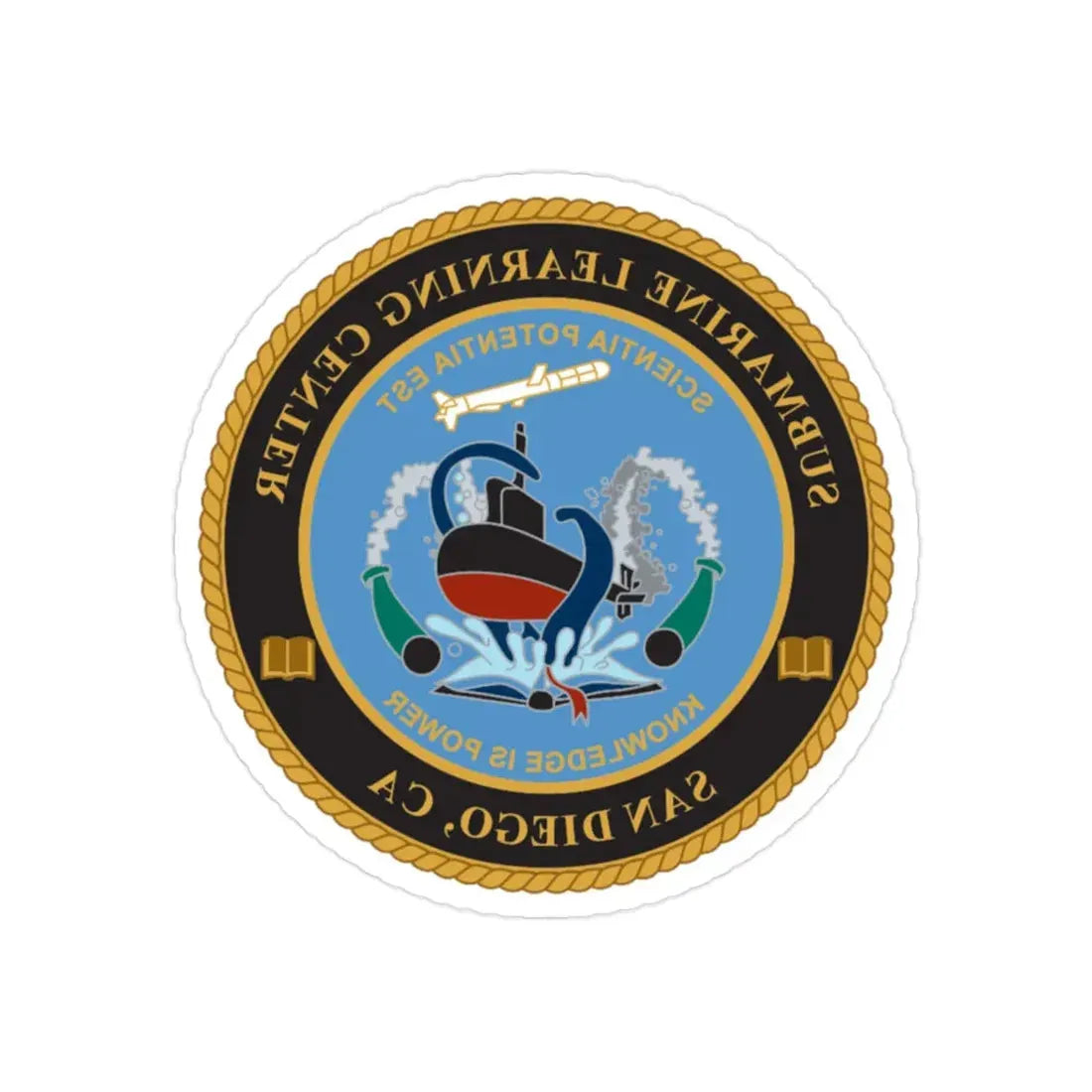 Submarine Learning Center San Diego (U.S. Navy) REVERSE PRINT Transparent Die-Cut STICKER 2 Inch Die-Cut Transparent - The Sticker Space