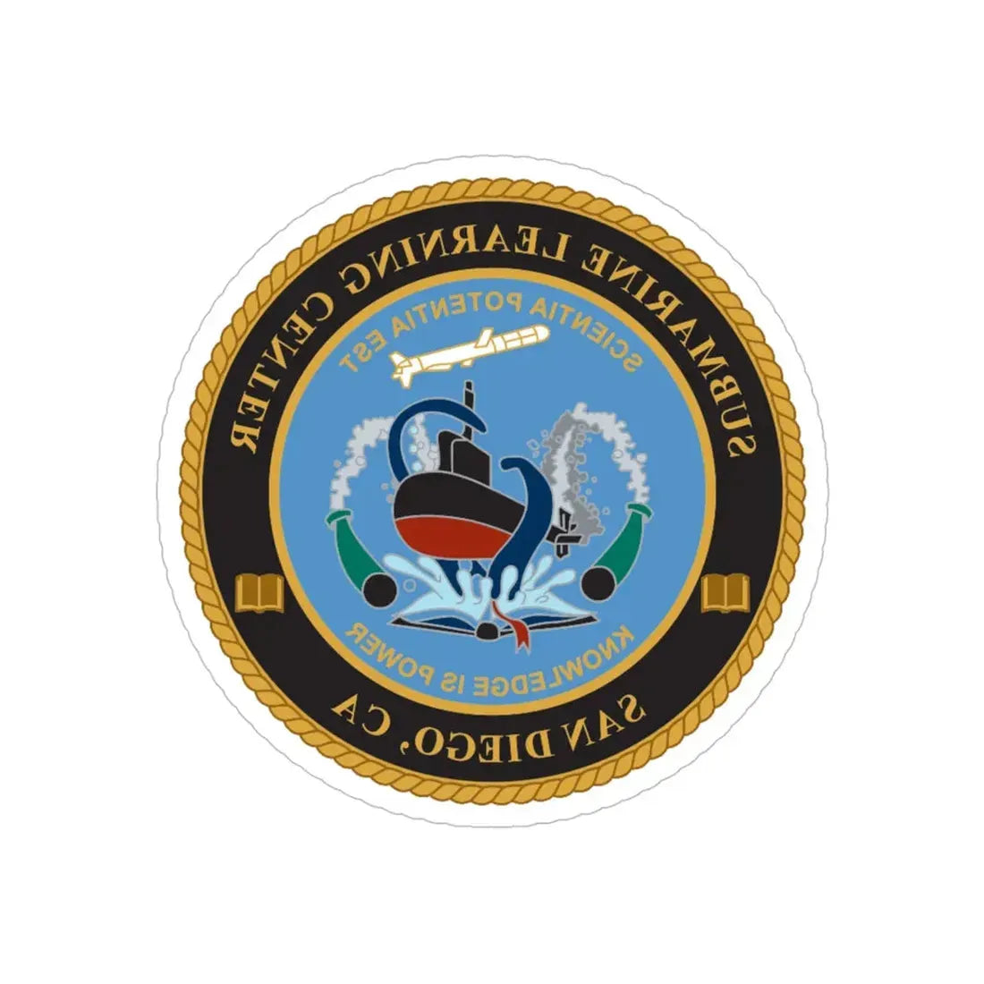 Submarine Learning Center San Diego (U.S. Navy) REVERSE PRINT Transparent Die-Cut STICKER 5 Inch Die-Cut Transparent - The Sticker Space