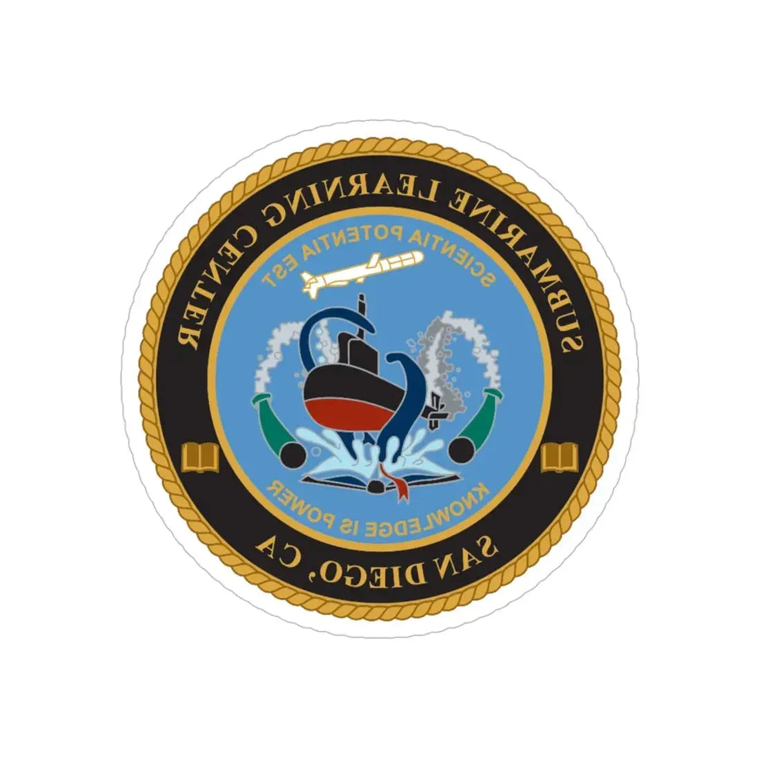 Submarine Learning Center San Diego (U.S. Navy) REVERSE PRINT Transparent Die-Cut STICKER 6 Inch Die-Cut Transparent - The Sticker Space
