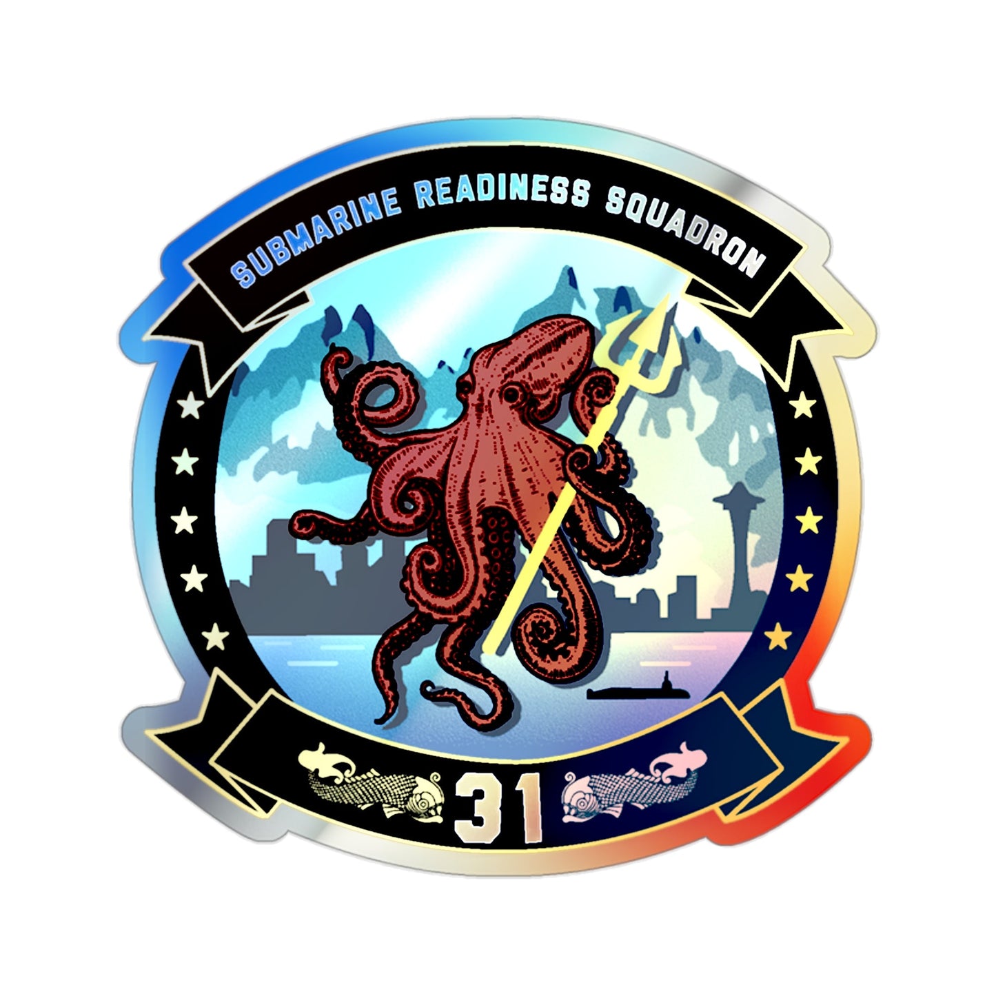 Submarine Readiness Squadron 31 (U.S. Navy) Holographic STICKER Die-Cut Vinyl Decal-2 Inch-The Sticker Space