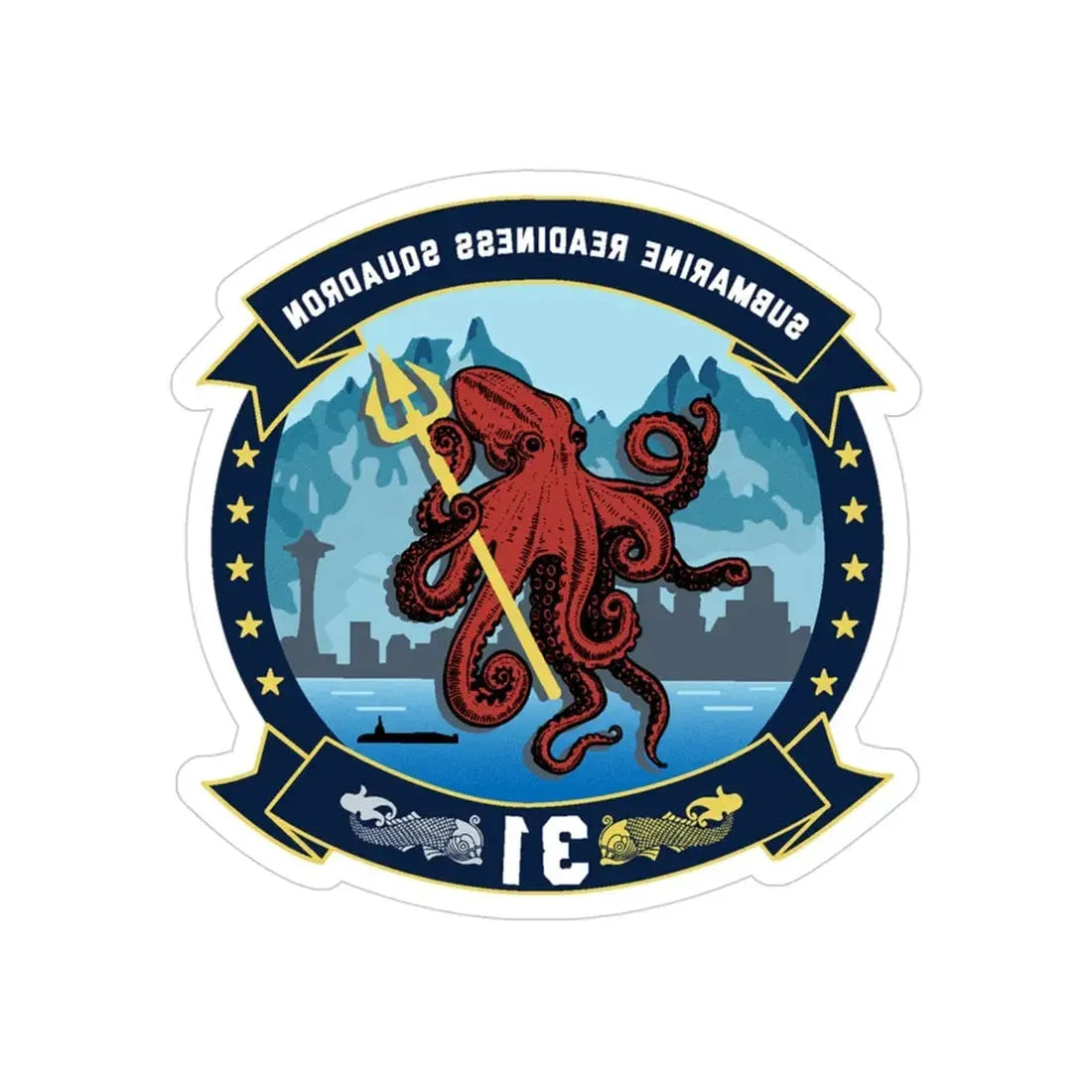 Submarine Readiness Squadron 31 (U.S. Navy) REVERSE PRINT Transparent Die-Cut STICKER 3 Inch Die-Cut Transparent - The Sticker Space