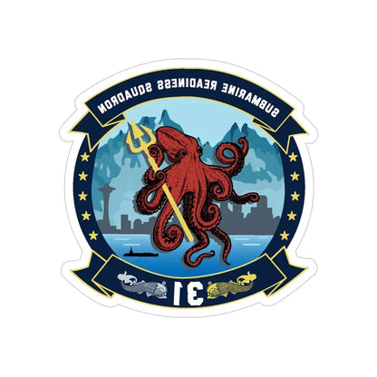 Submarine Readiness Squadron 31 (U.S. Navy) REVERSE PRINT Transparent Die-Cut STICKER 5 Inch Die-Cut Transparent - The Sticker Space