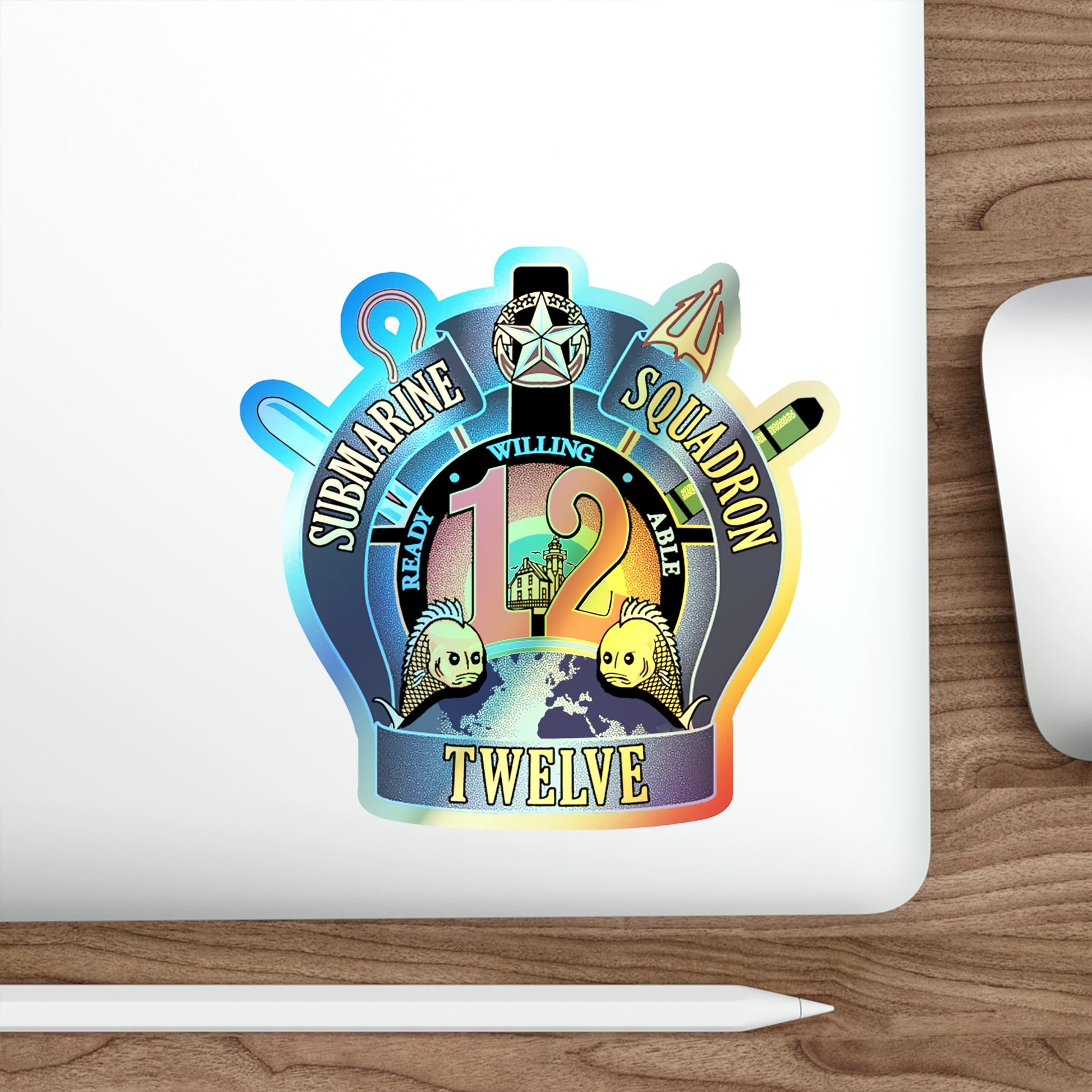 Submarine Squadron 12 (U.S. Navy) Holographic STICKER Die-Cut Vinyl Decal-The Sticker Space