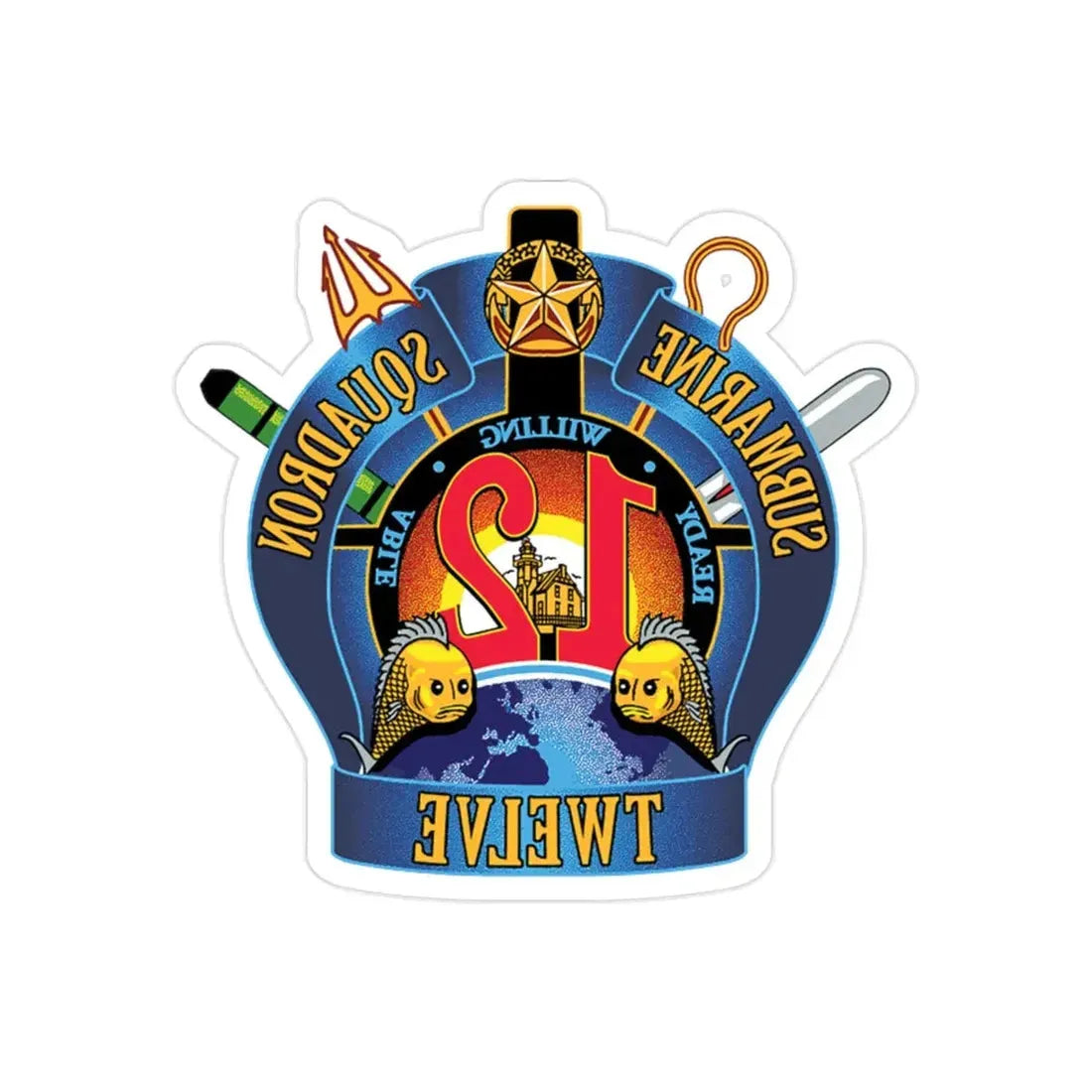 Submarine Squadron 12 (U.S. Navy) REVERSE PRINT Transparent Die-Cut STICKER 2 Inch Die-Cut Transparent - The Sticker Space