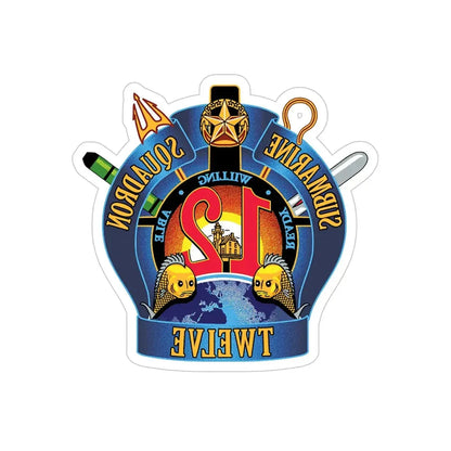 Submarine Squadron 12 (U.S. Navy) REVERSE PRINT Transparent Die-Cut STICKER 5 Inch Die-Cut Transparent - The Sticker Space