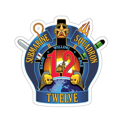 Submarine Squadron 12 (U.S. Navy) STICKER Vinyl Kiss-Cut Decal 2 Inch White - The Sticker Space