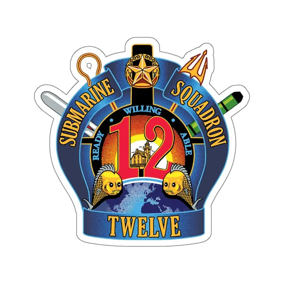 Submarine Squadron 12 (U.S. Navy) STICKER Vinyl Kiss-Cut Decal 6 Inch White - The Sticker Space