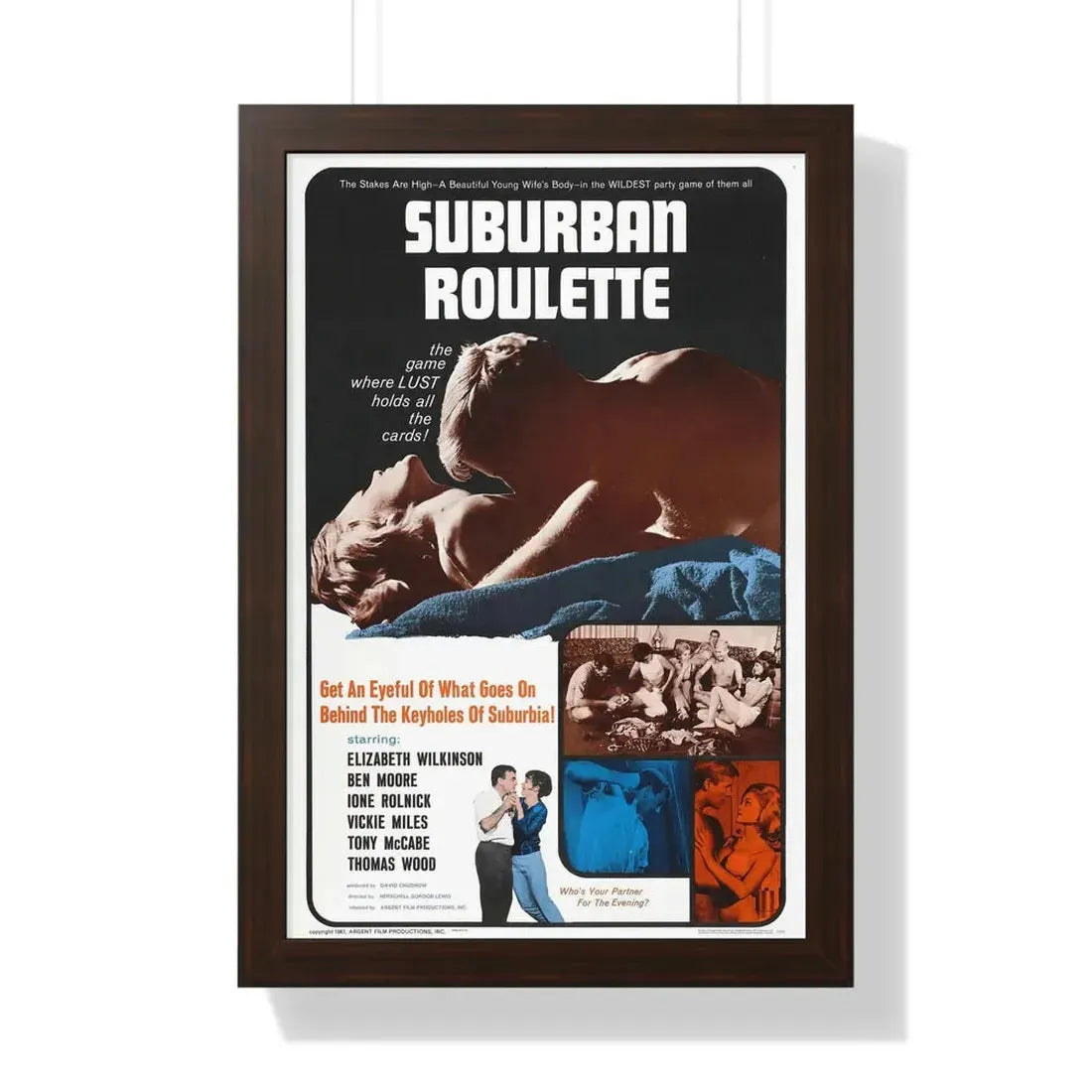 SUBURBAN ROULETTE 1968 - Framed Movie Poster 16″ x 24″ Walnut - The Sticker Space