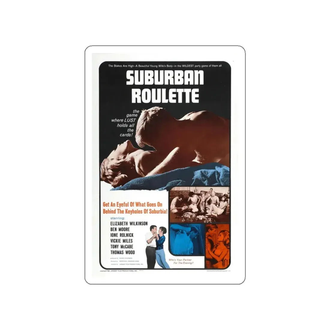 SUBURBAN ROULETTE 1968 Movie Poster STICKER Vinyl Die-Cut Decal 4 Inch - The Sticker Space