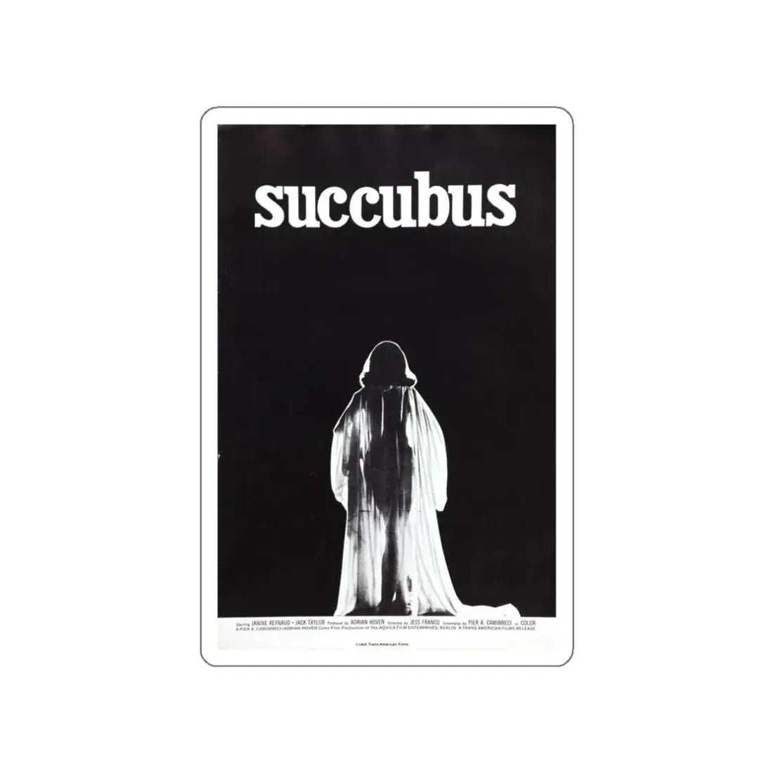 SUCCUBUS 1968 Movie Poster STICKER Vinyl Die-Cut Decal 3 Inch - The Sticker Space