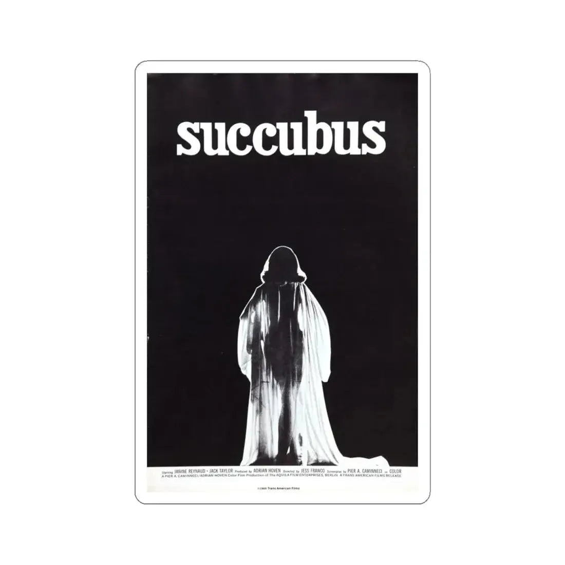 SUCCUBUS 1968 Movie Poster - STICKER Vinyl Kiss-Cut Decal 4 Inch White - The Sticker Space
