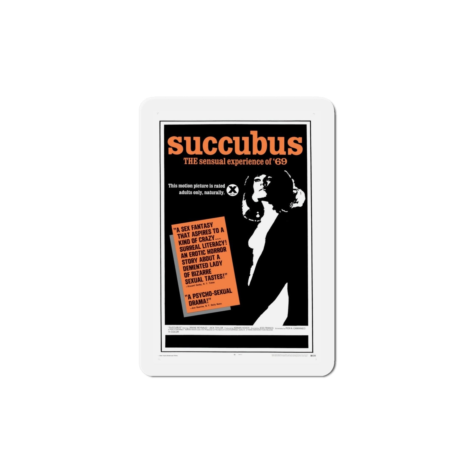 Succubus 1969 Movie Poster Die-Cut Magnet-6 Inch-The Sticker Space