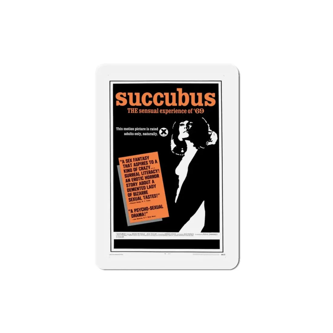 Succubus 1969 Movie Poster Refrigerator Magnet 3 Inch - The Sticker Space
