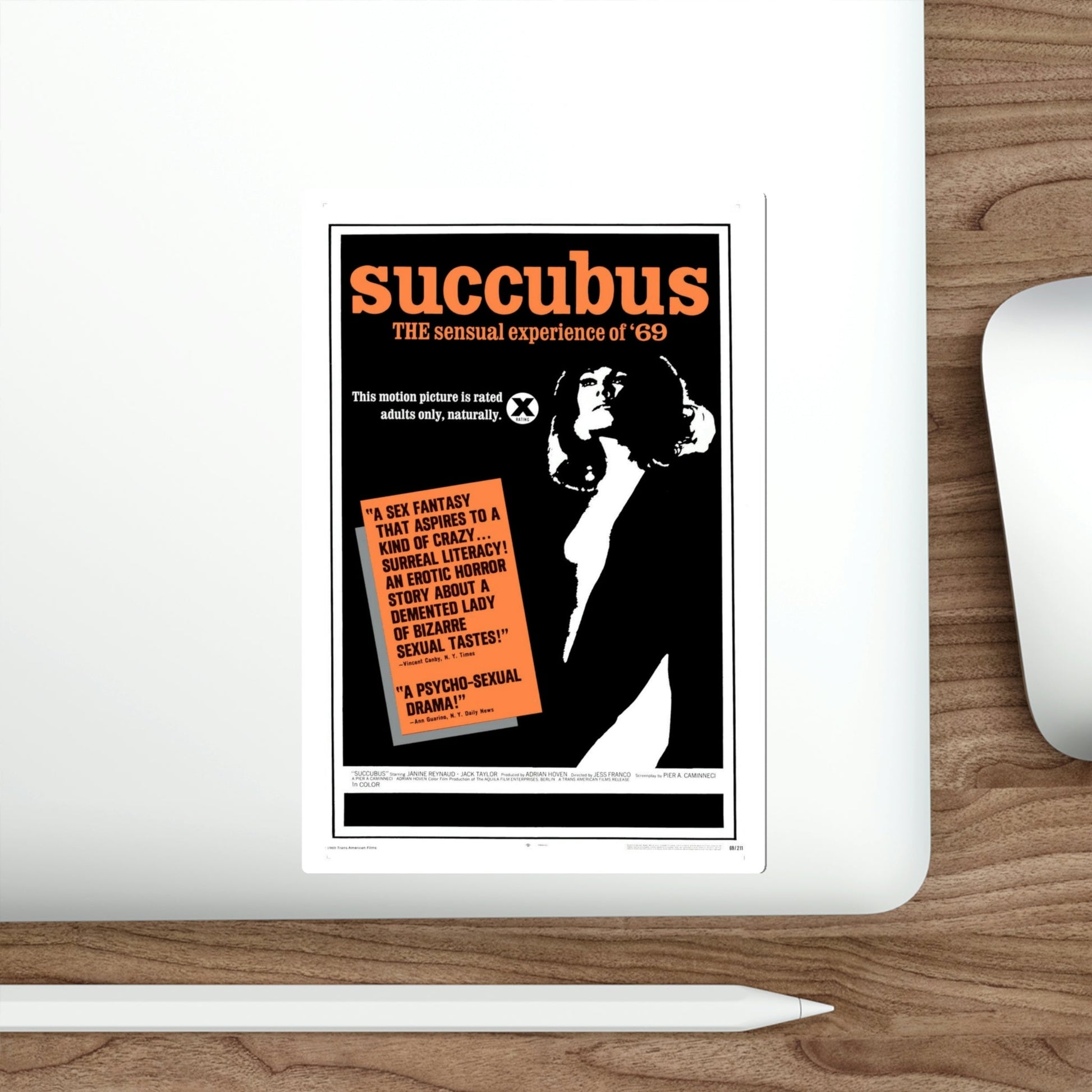 Succubus 1969 Movie Poster STICKER Vinyl Die-Cut Decal-The Sticker Space