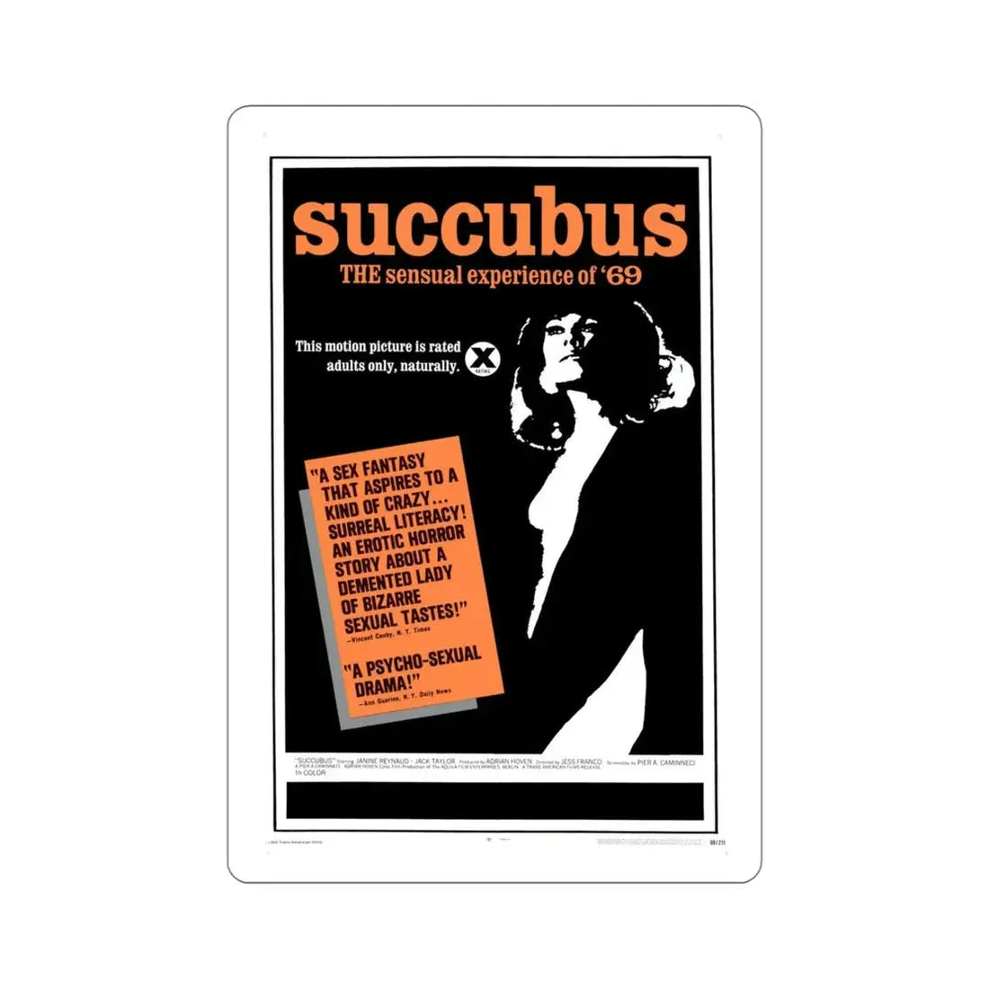 Succubus 1969 Movie Poster STICKER Vinyl Die-Cut Decal 5 Inch - The Sticker Space