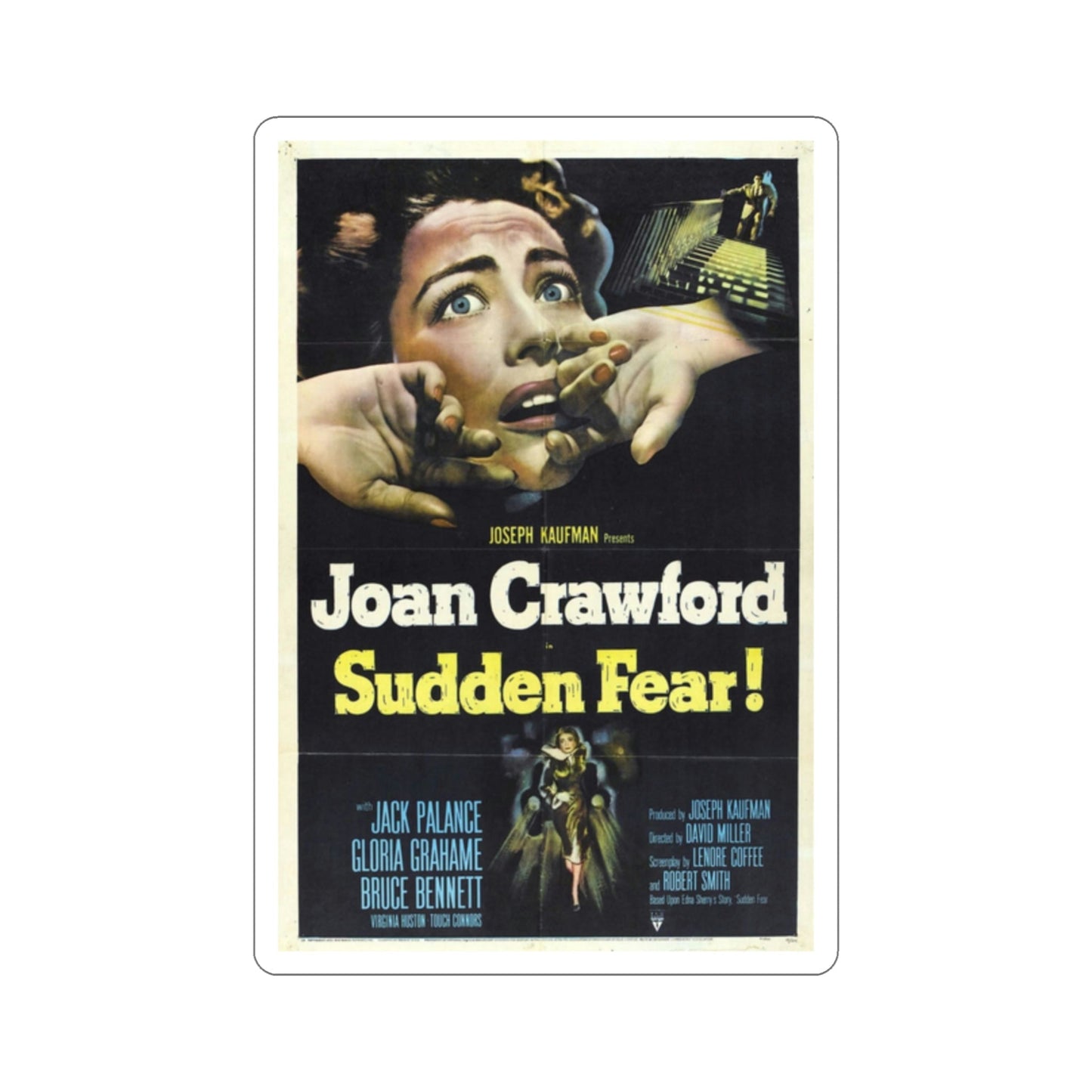 Sudden Fear 1952 Movie Poster STICKER Vinyl Die-Cut Decal-2 Inch-The Sticker Space