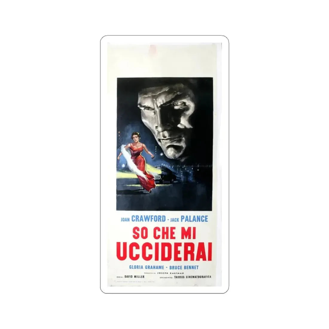 SUDDEN FEAR (ITALIAN) 1952 Movie Poster - STICKER Vinyl Kiss-Cut Decal 3 Inch White - The Sticker Space
