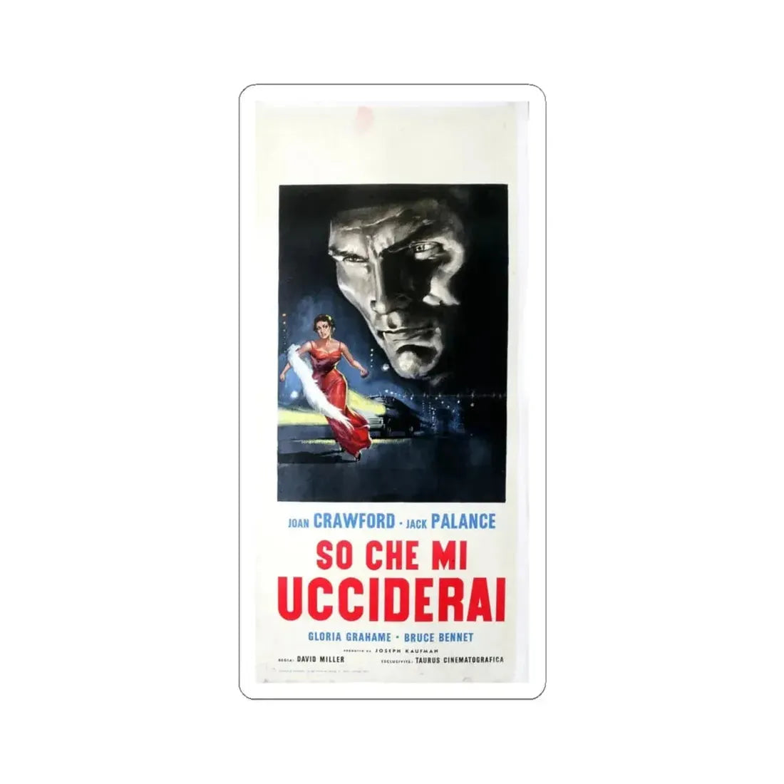 SUDDEN FEAR (ITALIAN) 1952 Movie Poster - STICKER Vinyl Kiss-Cut Decal 4 Inch White - The Sticker Space