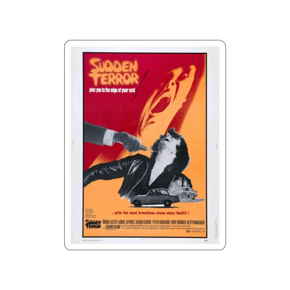 SUDDEN TERROR 1970 Movie Poster STICKER Vinyl Die-Cut Decal 2 Inch - The Sticker Space