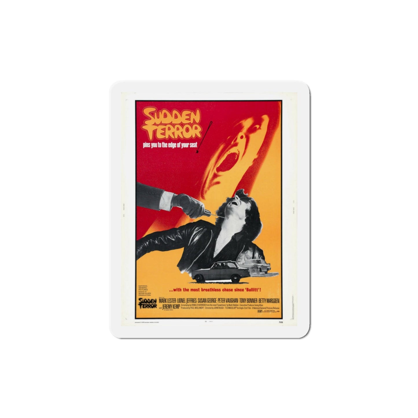 Sudden Terror 1971 Movie Poster Die-Cut Magnet-3" x 3"-The Sticker Space