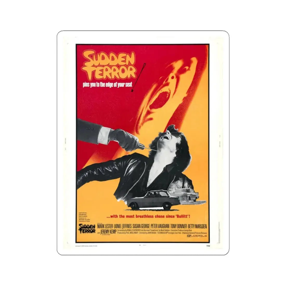 Sudden Terror 1971 Movie Poster - STICKER Vinyl Kiss-Cut Decal 6 Inch White - The Sticker Space