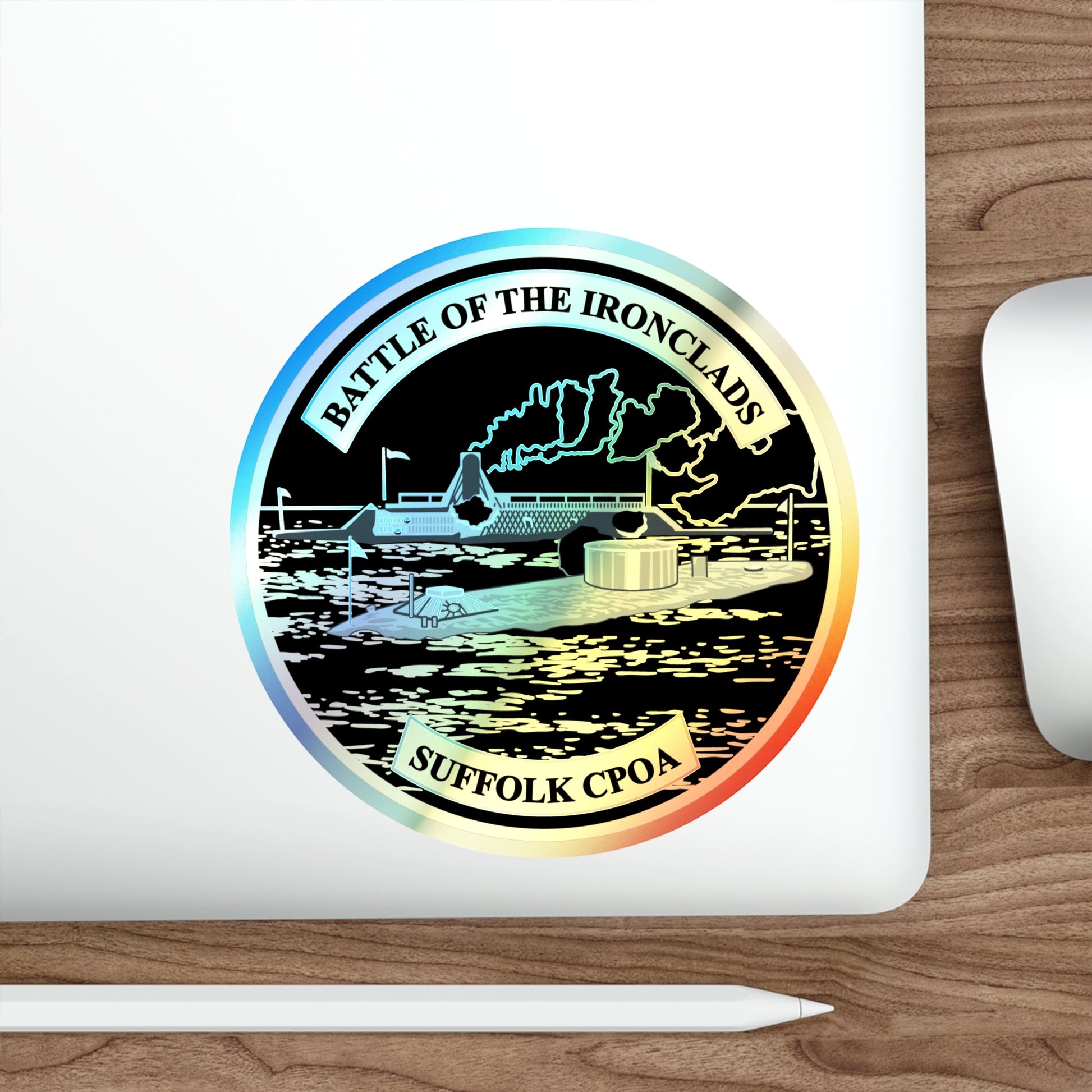 Suffolk Battle of the Iron Clads (U.S. Navy) Holographic STICKER Die-Cut Vinyl Decal-The Sticker Space