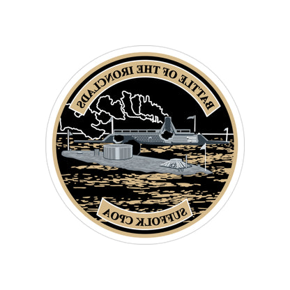 Suffolk Battle of the Iron Clads (U.S. Navy) REVERSE PRINT Transparent STICKER-3" × 3"-The Sticker Space